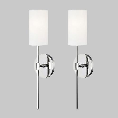 DLHH Lámpara de Pared Industrial de 2 Piezas, Estilo Vintage, Estilo Lineal, Alargada, con Pantalla de Tela cilíndrica Blanca, lámpara de Pared de Metal con cableado rústico Americano,