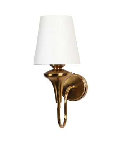 Image of ELIANTE Elegant Modern Gold Iron Wall Light with Fabric Cone Shade for Living Room and Bedroom, E27 Holder, Without Bulb