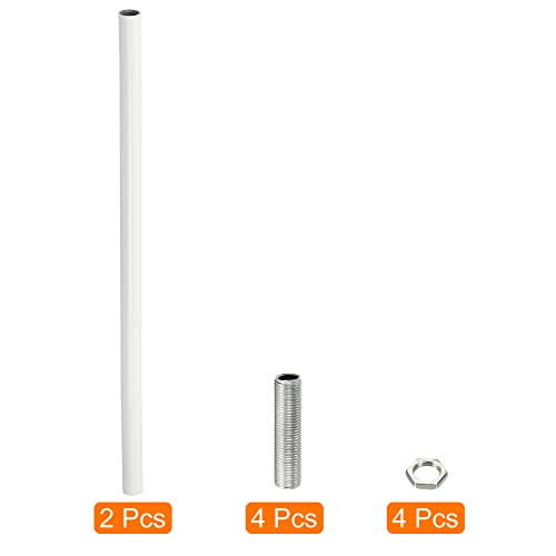 Image of MECCANIXITY Threaded Extension Rod, 11.8 inch Lamp Pipe with Connector Light Fixture Parts for Pendant Light Island Lighting Chandeliers Stems, White 2 Set