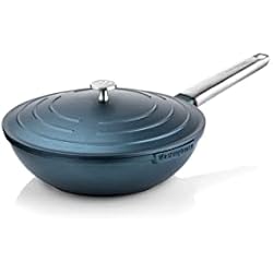 Westinghouse Wok Westinghouse Performance Series (WCCW0095028BL) - Sartén wok con tapa (28 cm, apta para inducción, todo tipo de cocinas y hornos, mango de acero inoxidable, color azul