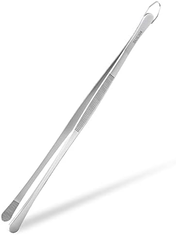 Gutsdoor Kitchen Tweezers Tongs 304 Stainless Steel Food Tongs Chef Tweezers for Cooking, BBQ, Pasta (12 Inch Wide-Tipped)