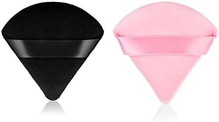 Sibba 4 Pieces Triangle Powder Puffs Face Cosmetic Powder Puff Washable Reusable Soft Plush Powder Sponge Makeup Foundation Sponge for Face Body Loose Powder Wet Dry Makeup Tool