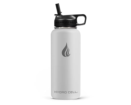 Image of HYDRO CELL Stainless Steel Insulated Water Bottle with Straw - For Cold & Hot Drinks - Metal Vacuum Flask with Screw Cap and Modern Leakproof Sport Thermos for Adults (Frost 32oz)