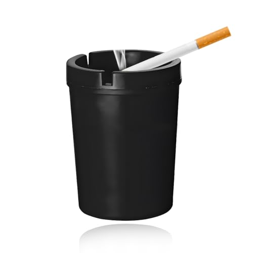 Image of KVAEY Car Ashtray, Smokeless Self-Extinguishing Auto Ashtray, Portable Smellproof Vehicle Cigarette Trash Can Fits Most Cup Holder for Home Office (Black)