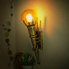Metal and Glass Wall Light/Wall Lamp Lighting for Restaurant, Bedroom, Living Room and Home Decor, Golden Antique(Corded Electric) (Bulb not Icluded)