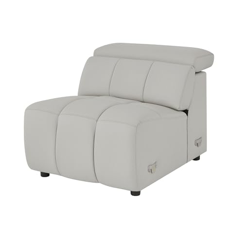 KEIKI 145" L-Shaped Genuine Leather Wall-Hugger Reclining Sofa with Left Chaise, Adjustable Backrest & Footrest, Modern Electric Control 4-Seater Couch with USB, for Living Room, Light Grey