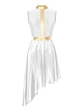 ACSUSS Women's Lyrical Worship Dance Dress Contemporary Modern Praise Dancewear Asymmetrical Hem Liturgical Praisewear White Medium