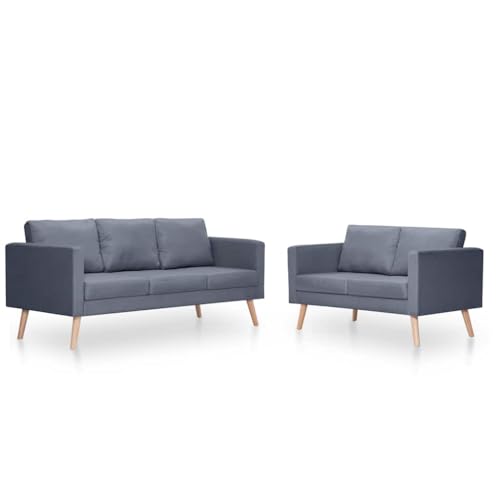 vidaXL Set de sofás de 2 y 3 plazas de Tela Gris Oscuro