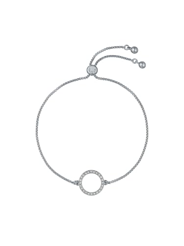 Image of Ted Baker Hela Crystal Hoop Adjustable Bracelet for Women (Silver/Crystal)