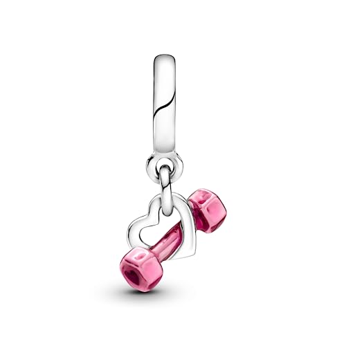 Pandora Dumbbell & Heart Dangle Charm - Compatible Moments Bracelets - Jewelry for Women - Gift for Women - Made with Sterling Silver & Enamel2
