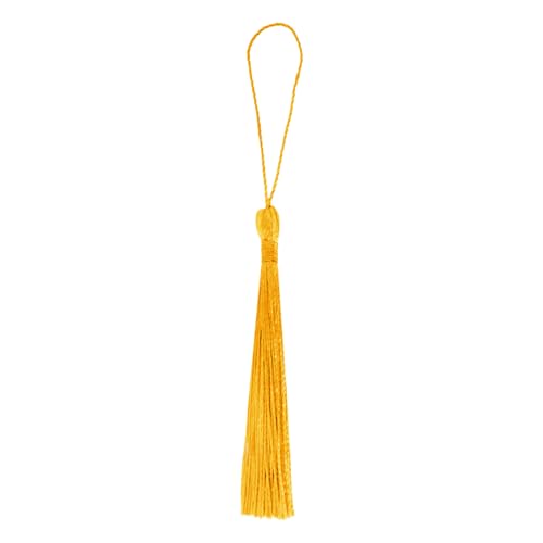Image of Mandala Crafts Small Mustard Yellow Bookmark Tassels - 100 Bulk Silky Mini Craft Tassels with Loops for Bookmarks, Jewelry Making, Graduation Decorations, and Keychains
