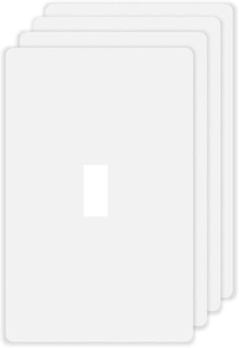 Image of Screwless Toggle Switch Wall Plates 1-Gang Switch Outlet Electrical Cover Plate Unbreakable Thermoplastic Faceplate for Decora Receptacle Outlet Switch, White (4 Pack)