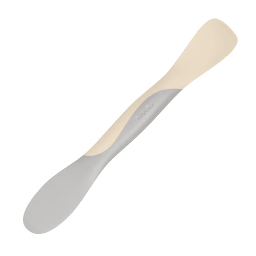Image of Tovolo Scoop and Spread Large Dual End Silicone Sandwich Spreader Tool with Nylon Handle, BPA Free Dishwasher Safe Silicone and Nylon Tool for Spreading and Scooping, Oatmeal and Oyster Gray