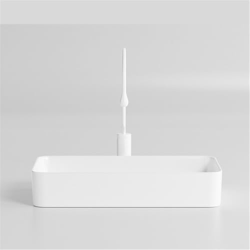 Lavabo de cerámica blanco antimanchas de 66 cm para baño y balcones 5