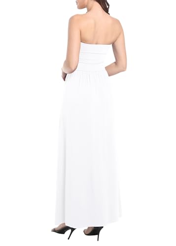 Image of Urban CoCo Summer Strapless Ruched Maxi Dress for Women Sleeveless A Line Flowy Party Wedding Guest Long Dresses
