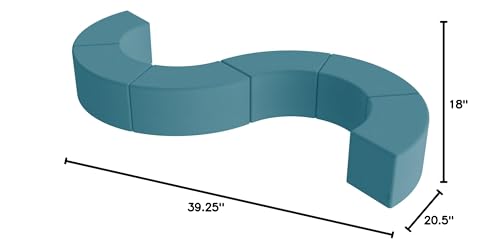 Image of Sprogs 18 inch H Structured S-Curve Stool -Flexible Modular Collaborative Soft Seating for Office, Home, Lounge and School Classrooms with Durable Frame -Teal