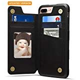 iPhone 7 Plus Card Holder Case, iPhone 7 Plus Wallet Case Spaysi(TM) Slim, iPhone 7 Plus Folio Leather case 2017, Gift Box, Apple for iPhone 7Plus (Black Grey)