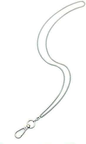 Sopopal Lanyards for ID Badges Silver Chain Lanyard for Keys Stainless Steel Necklace ID Card Badge Holder