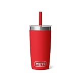 YETI Rambler Jr. 10 Oz Tumbler with Silicone Straw Lid, Rescue Red