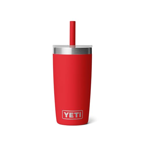 YETI Rambler Jr. 10 Oz Tumbler with Silicone Straw Lid, Rescue Red