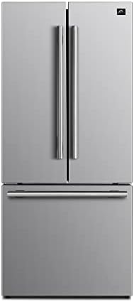 Forno 30" Inch w. French Door Refrigerator with Bottom Freezer and 17.5Cu. Ft. Total Capacity - Stainless Steel No Frost Fridge with Adjustable Glass Shelves and Child Safety Lock