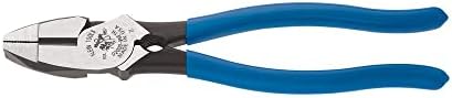 Klein Tools D2000-9NETH Lineman's Bolt-Thread Holding Pliers, High-Leverage Streamline Design with Rounded Nose and Knurled Jaw, 9-Inch