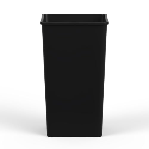 Image of 50 Gallon Black Square Commercial Trash Garbage Can | Outdoor Office Restaurant School Kitchen