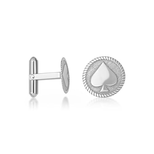 Mancuernillas de plata esterlina diseño poker para hombres miniatura 4