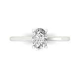 Clara Pucci - Anillo de Compromiso de 1,20 CT con Corte Ovalado Brillante en Oro Blanco Macizo de 14 Quilates