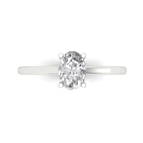 Clara Pucci 1.0 ct Oval Cut White Sapphire 14k Yellow Gold Solitaire Wedding Engagement Bridal Promise Ring