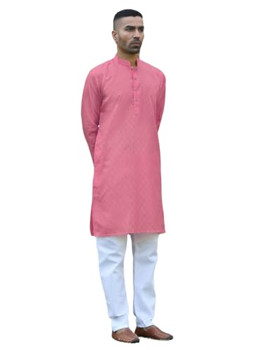 Image of KRAFT INDIA Men's Cotton Kurta Pyjama Set | Woven Design Traditional Ethnic Wear | Festive, Wedding & Casual Outfit | Comfortable & Breathable Fabric