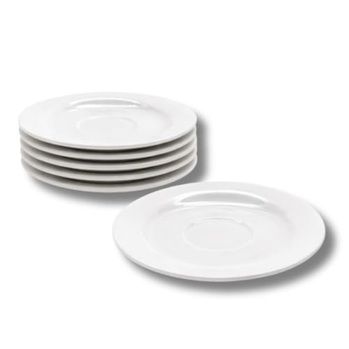 LEONARDO LUXURY HOME DESIGN Set 6 Piattini da Caffè Ø 11,5 cm in Porcellana Bianca Eleganti Resistenti Lavastoviglie e Microonde Moderno Casa Bar Ristorante (Piattini Caffè)