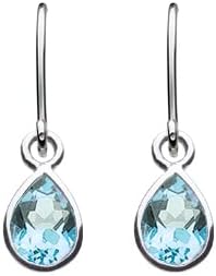 Dew Sterling Silver and Stone Teardrop Drop Earrings