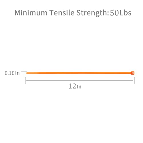 XINGO 1000 Stück Kabelbinder Orange, 300mm x 4.8mm, 22,7 kg Zugfestigkeit, UV-beständig, Selbstsichernde Kabelbinder für drinnen und drauße