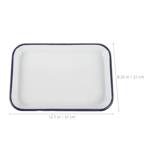 Bandeja Rectangular de Esmalte Blanco para Horno Set de 2 Piezas 3