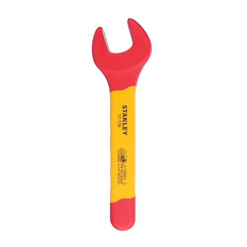 Image of Stanley STMT77728-23B VDE Insulated Open End Wrench 22mm, Ideal For Repair Of Electric Vehicles, Red and Yellow