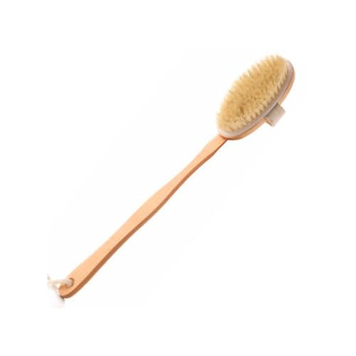 Brosse à récurer pour le dos, longue poignée en poils de sanglier naturels, brosse amovible pour le corps et le dos (41 x 6,5 cm)