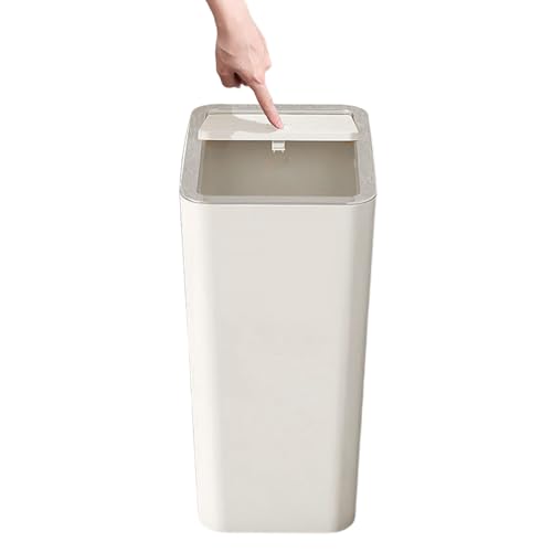 Cubo de basura delgado: diseño de perfil delgado, capacidad de 10 litros, 33 x 9,5 x 13 cm, peso de 520 g, construcción de ABS, diseño vertical que ahorra espacio, tapa con tapa |