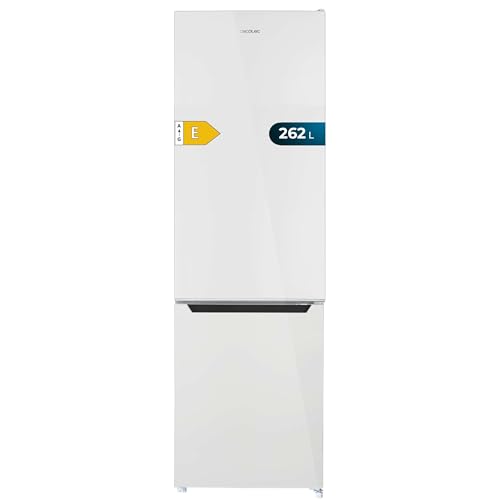 Cecotec Frigorífico Combi 2 Puertas de 262 Litros Bolero CoolMarket Combi 262 White E. 176 cm de Alto y 54 cm de Ancho, Bajo Consumo, LED Interior, Bandejas de Cristal y Control Electrónico