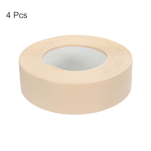 Image of uxcell 4 Rolls Beige Caulk Sealant Strip Waterproof Self Adhesive 0.87 inch inch x 10.5Ft Toilet Caulk Tape, Bathtub Caulk Sealing Strip for Kitchen Countertop, Sink, and Floor Edge Protector, 2.2cm