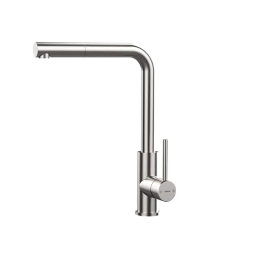 TEKA Grifo Cocina Monomando, Caño Alto Giratorio 360º, Maneral Extraíble, Aireador Eco Anticalcáreo, Acero Inoxidable AISI 304, Modelo UNI 9331