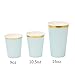 Geeklife Gold Blue Paper Cups with Sparkly Gold Foil Border Disposable Paper Cups 9oz for Dinner,Lunch,Birthday,40 pcs
