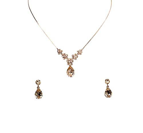 Image of Faship Gorgeous Rhinestone Crystal Floral Necklace Earrings Set
