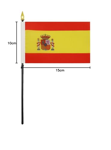 AZ FLAG - Tischflagge Spanien - 15x10 cm Goldene Splitze - Spanische Tischfahne 10 x 15 Cm - Flaggen
