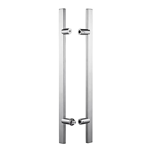 TOGU TG-6017 36 inches Length Heavy-Duty Commercial Grade-304 Stainless Steel Push Pull Door Handle /Barn Door Pull Handle/ Glass Pulls, Brushed Stainless Steel Handle& Polished Chrome Standoffs