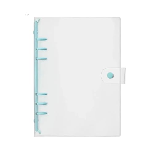A5 A6 透明 PVC ルーズリーフ ノート カバー フォルダー カラー 6リング バインダー 日記 ジャーナル プランナー 学校 文房具(Blue-A5)