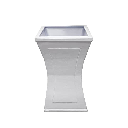 Image of Oakland Living Modern Square Cast Aluminum Metal 40-in White Bird Bath and Planter Vase Combo