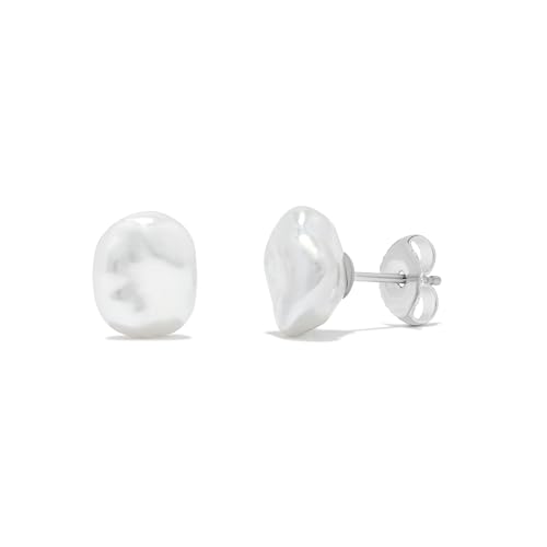 .925 Sterling Silver Freshwater White Keshi Cultured Pearl Earrings