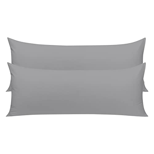 Yiyea Body Pillow Cover Set Of 2, Super Soft 1800 Thread Count Brushed Microfiber Body Pillow Pillowcase With Envelope Closure, Wrinkle, Fade And Stain Resistant (20" X 54", Grey) #TOP1
