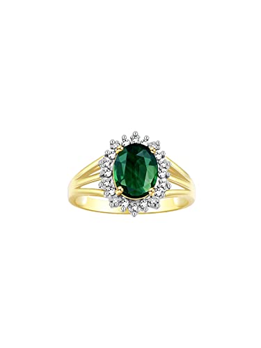 Image of Rylos Women's Yellow Gold Plated Silver Princess Diana Ring & Pendant Set. Gemstone & Diamonds, 9X7MM Birthstone. Matching Friendship Jewelry, Sizes 5-10.